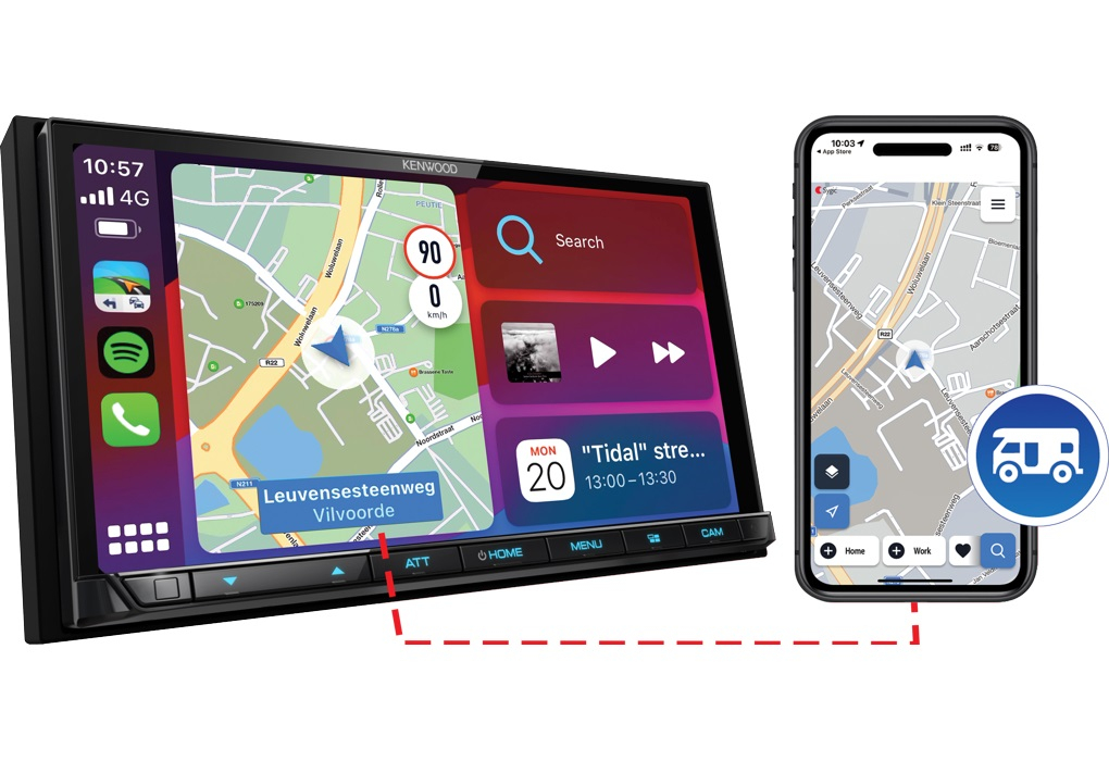 Kenwood DMX-8021DABS mit CarPlay, Android Auto, Sygic Campervan Navigations-APP