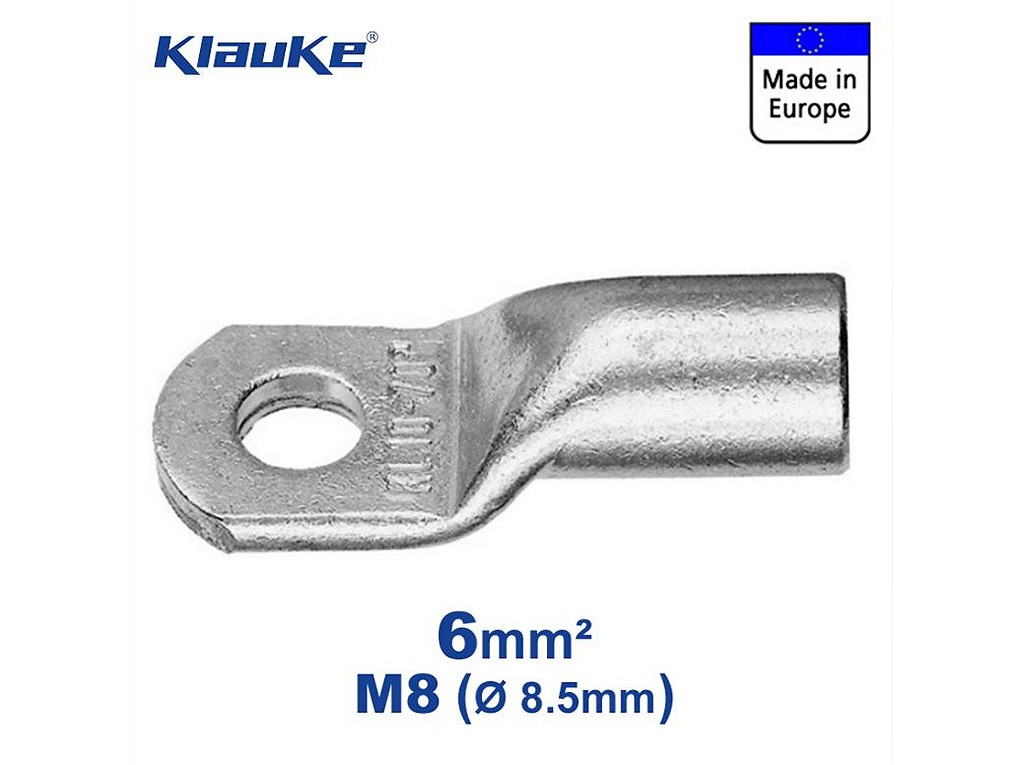 KLAUKE Rohrkabelschuh, 6mm², M8, 12mm breit, 2 Stück