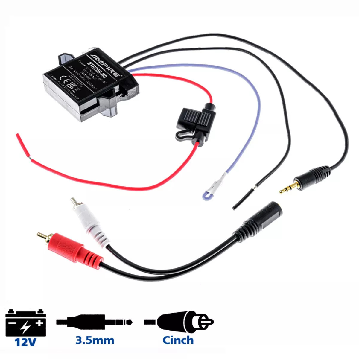 Bluetooth® Receiver,3.5mm Klinke/Cinch, 12 Volt, aptX™HD, aptX™LL