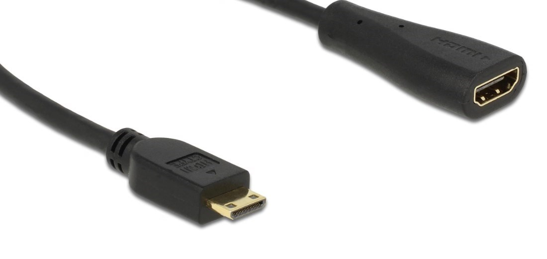 Mini HDMI auf HDMI Kabel mit vergoldeten Kontakten - Schwarz