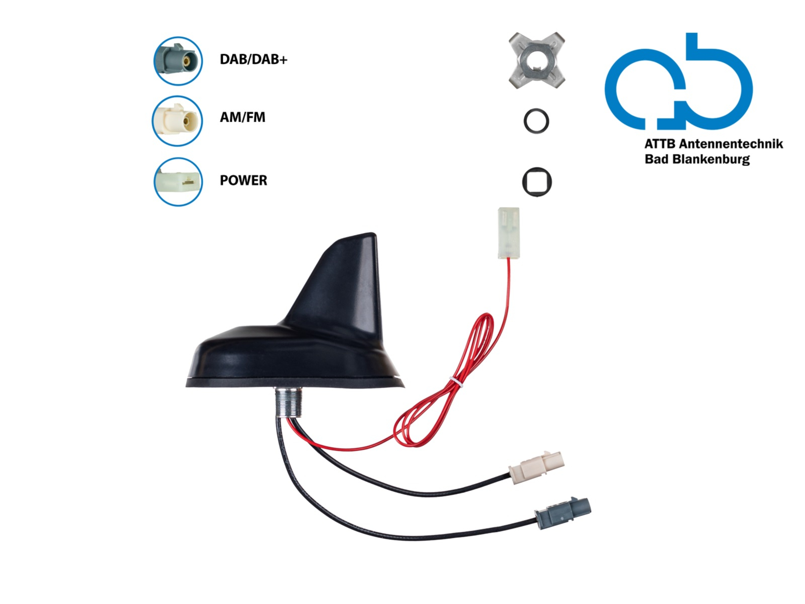 Dachantenne AM/FM DAB+ Shark 12V extern/phantom
