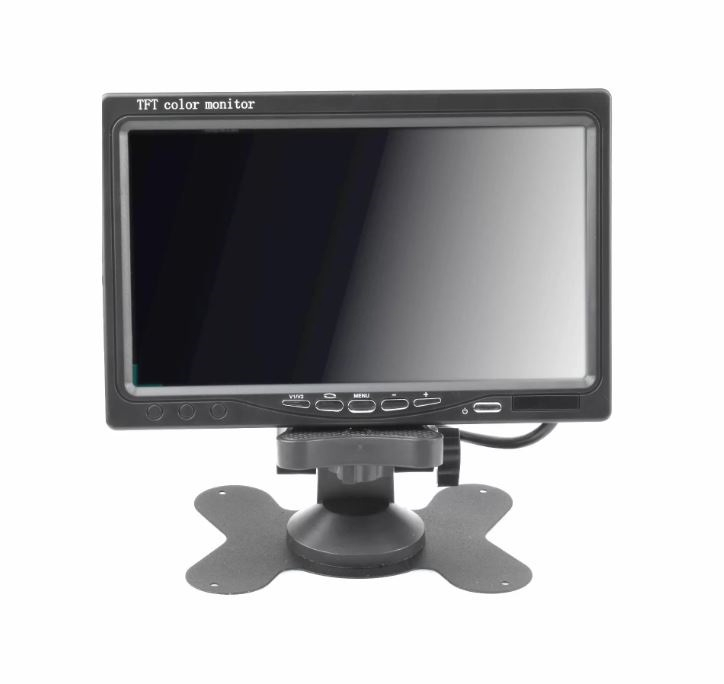 17,8cm (7 Zoll) Monitor für 12V, mit Standfuss & Einbauhalterung, 2x Video-In &