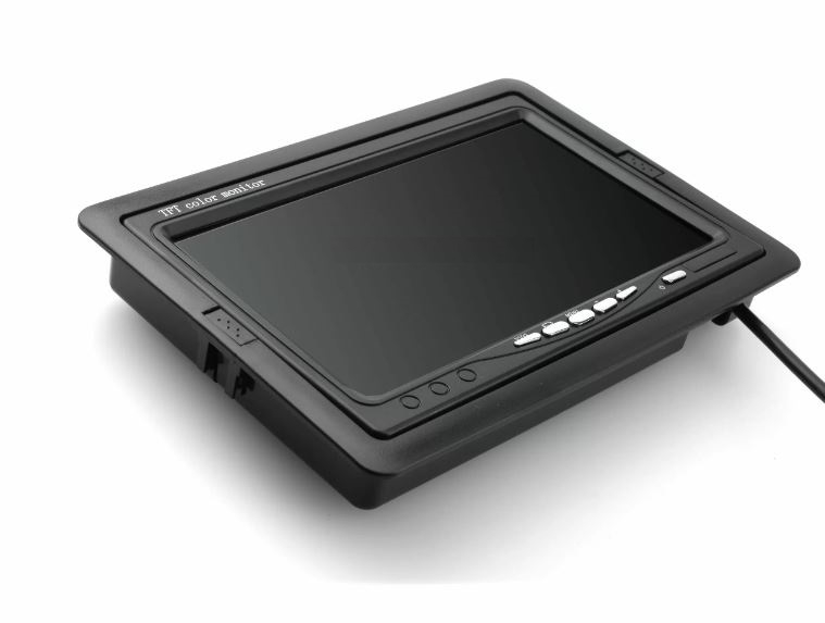 17,8cm (7 Zoll) Monitor für 12V, mit Standfuss & Einbauhalterung, 2x Video-In &