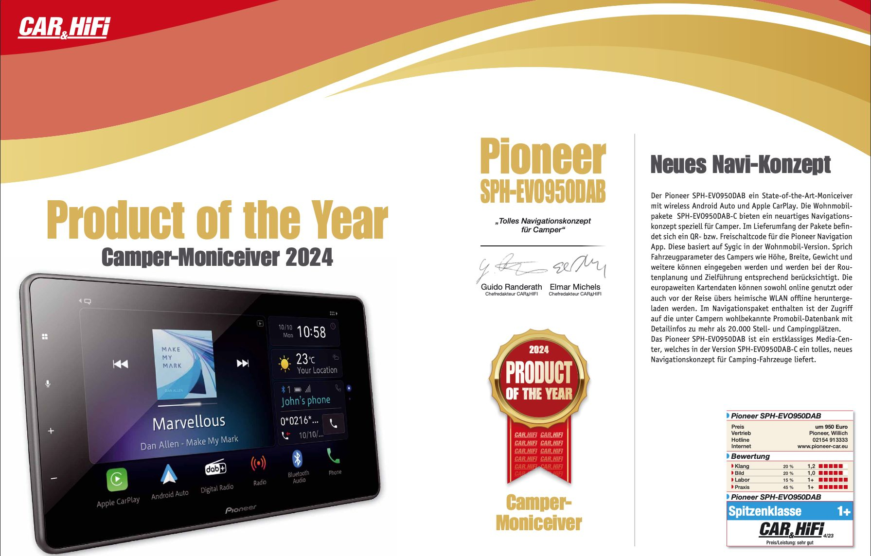 Pioneer SPH-EVO950DAB-VAG Mediacenter mit kapazitivem 22,8 cm (9 Zoll) Display