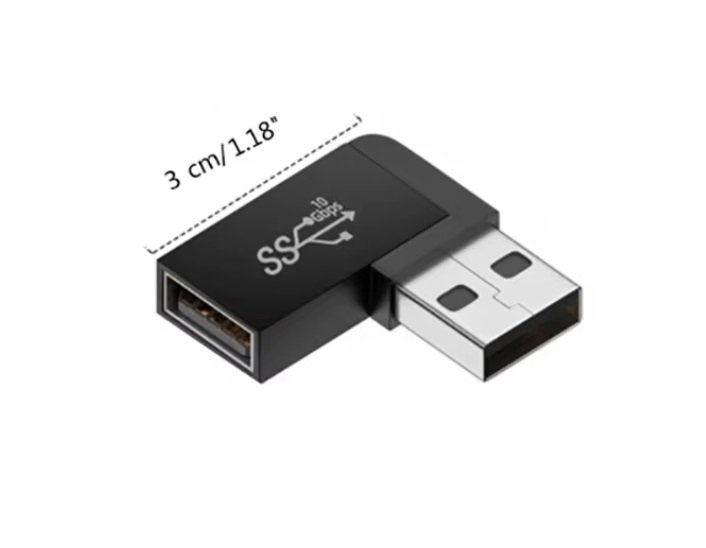 USB 3.0 Stecker auf Buchse 90 Grad, links gewinkelt