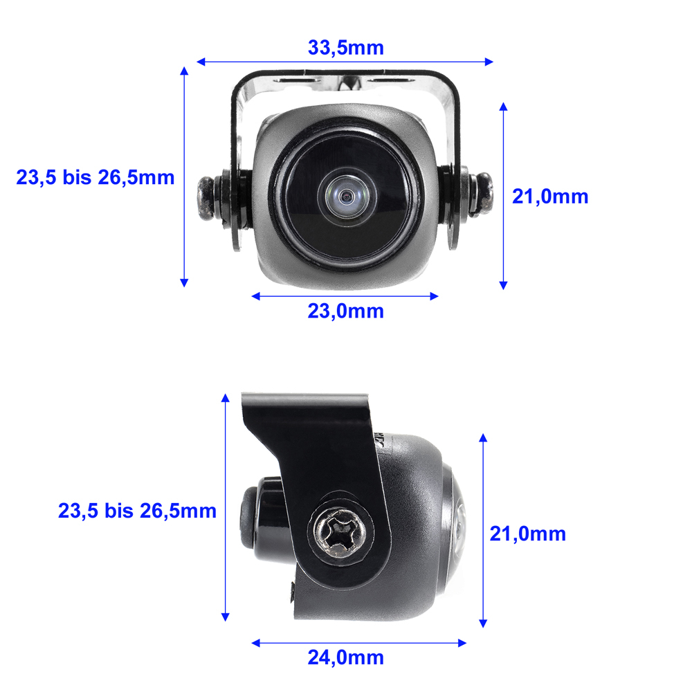Mini Rückfahrkamera (CVBS), 195° Ultra-Weitwinkel