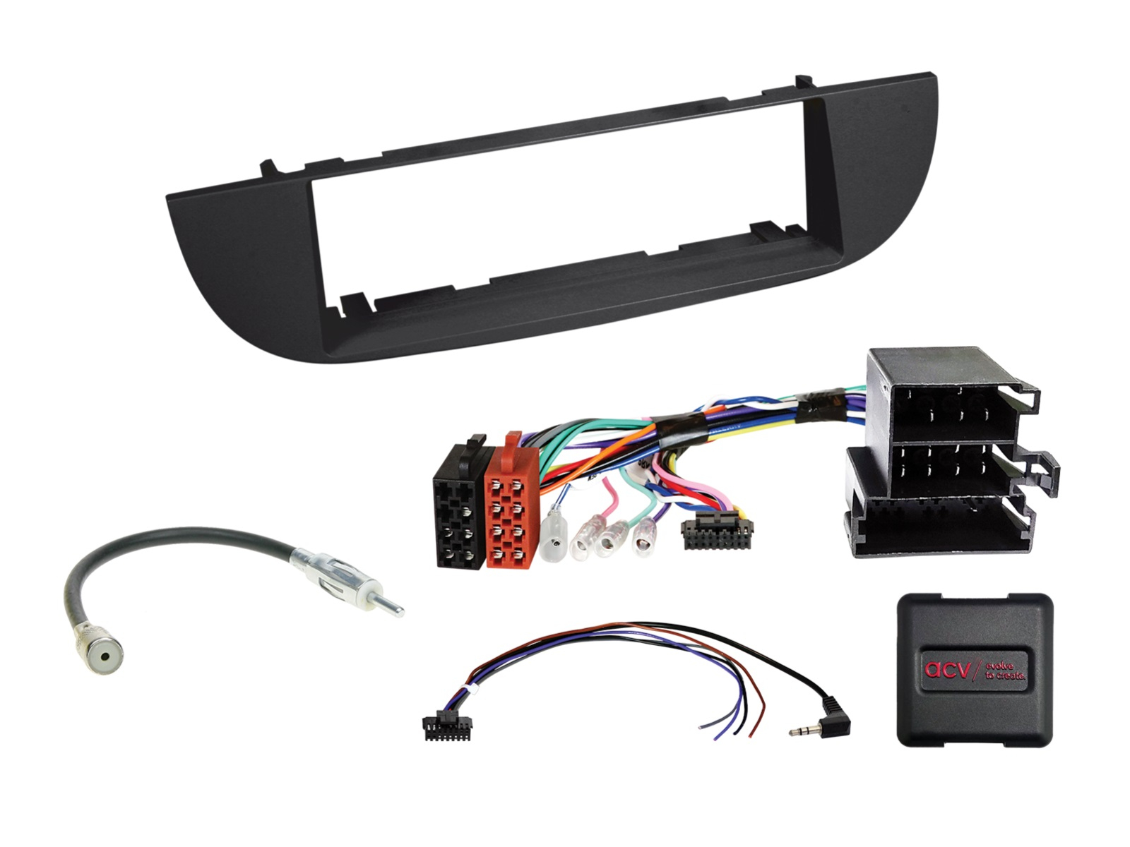 1-DIN Kit Fiat 500(ZAF 312) schwarz 2007-2015 LFB/Antenne
