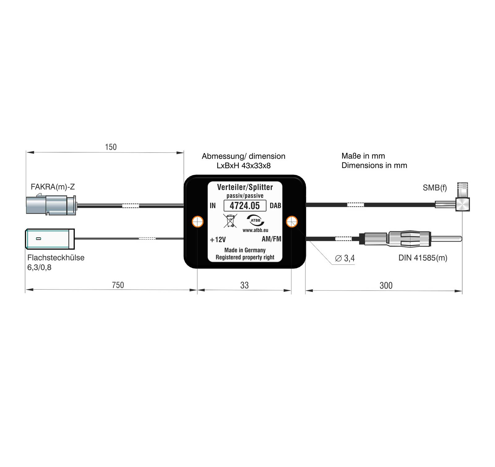 ATTB 4724.05 DAB Splitter Passiv Fakra