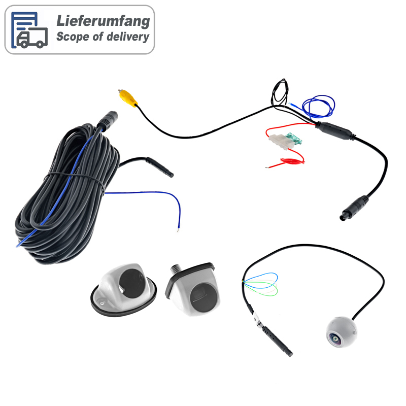 Multimount-Rückfahrkamera (CVBS), 155°, 8m Kabel, weiß