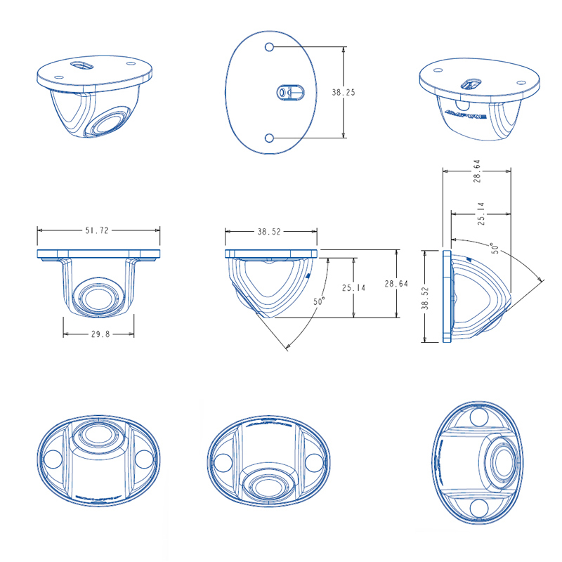 Multimount-Rückfahrkamera (CVBS), 155°, 8m Kabel, weiß
