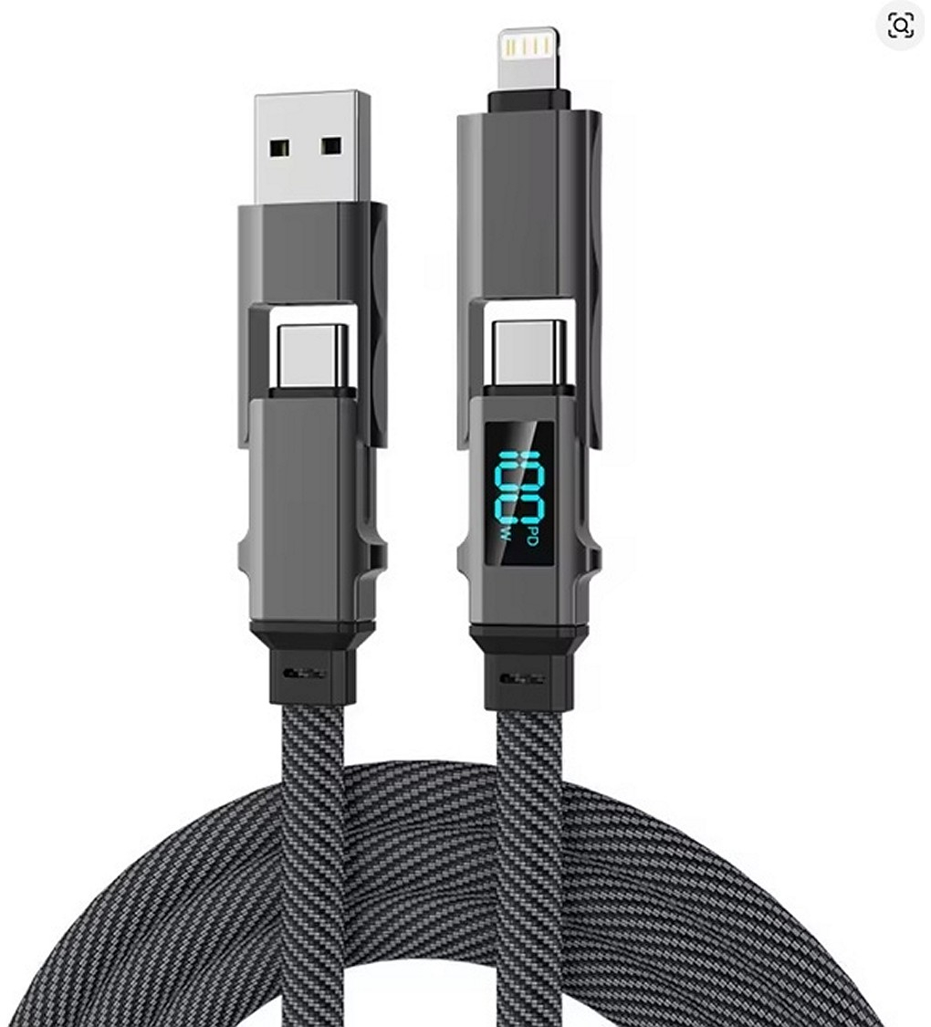 LED-Anzeige, USB-C-Kabel, 4-in-1-USB-Multiladekabel 1 meter