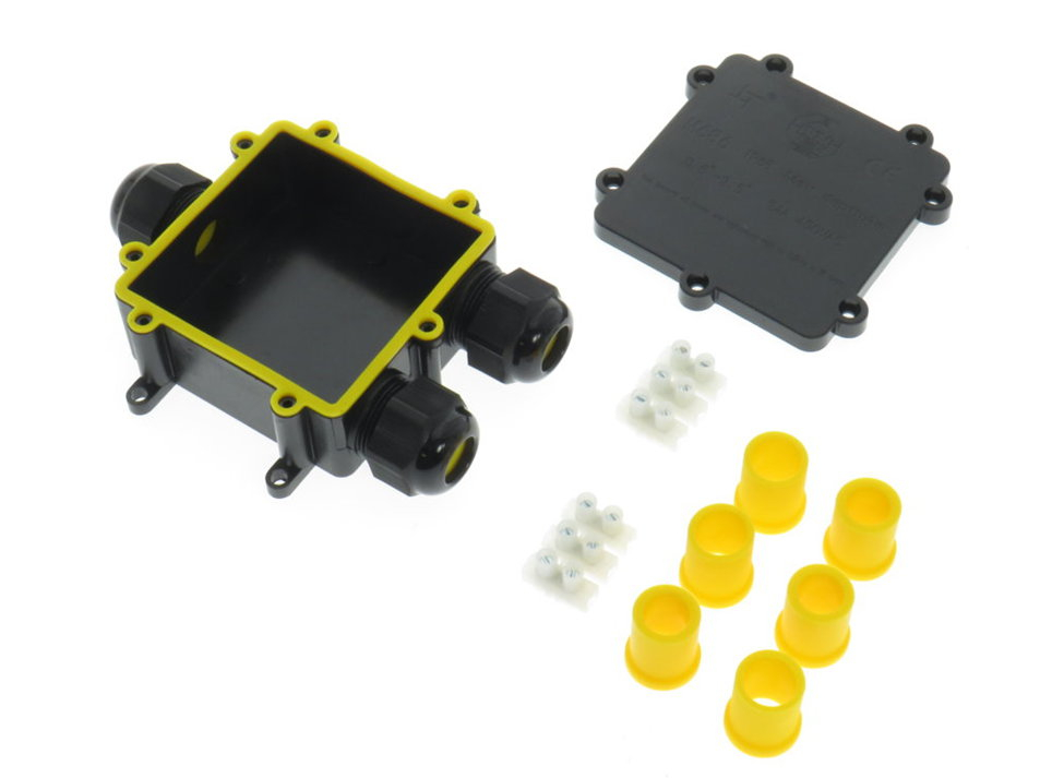 Verteilerdose, 3 Wege, 72x70x28 mm, wasserdicht IP68, Edelstahlschrauben