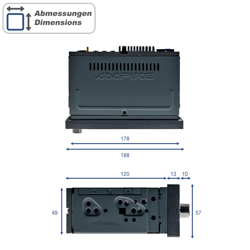 Smartphone 1DIN Radio, 6.38 zoll Display,DAB+, Wireless Apple CarPlay - Android
