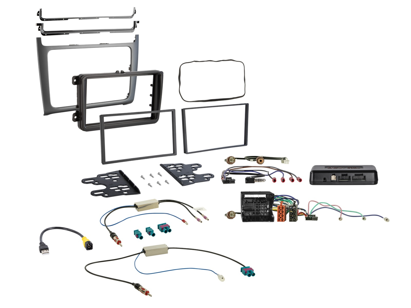 2-DIN Kit VW Polo 2014-2017 silber i-dapter/Anntenne
