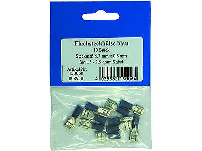 FLACHSTECKHÜLSE FÜR KFZ BLAU STECKMAß 6,3X08