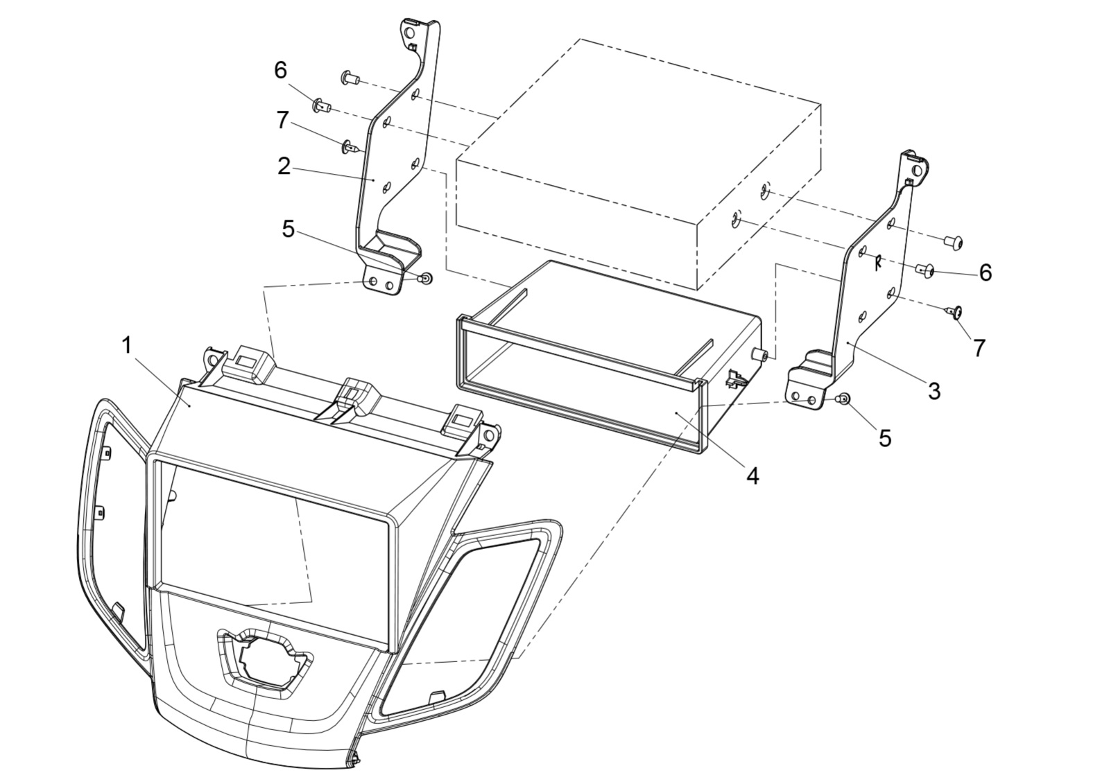 2-DIN Radioblende mit Fach Ford Fiesta ohne Display silber