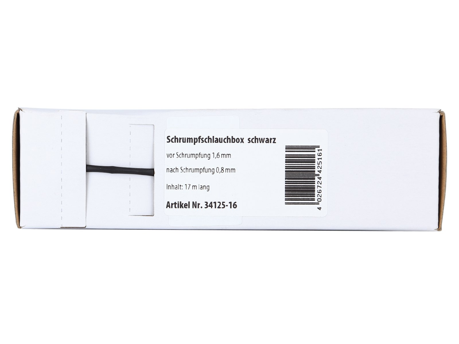 Schrumpfschlauch schwarz Ø 1,6 mm/ Länge: 15 m