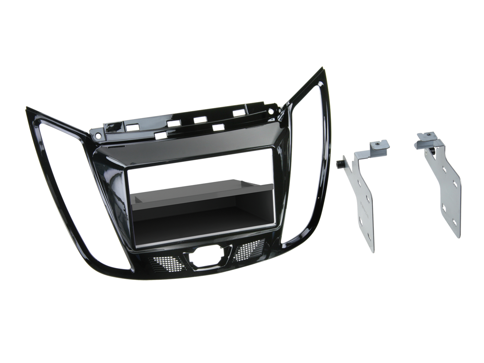 1-DIN Radiohalterung für Ford C-Max - Kuga in Klavierlackoptik Schwarz