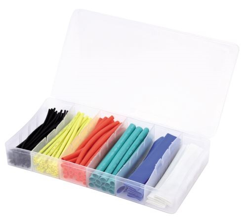 Schrumpfschlauch-Set 100-teilig in Sortimentsbox, bunt