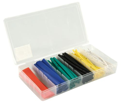 Schrumpfschlauch-Set 100-teilig in Sortimentsbox, bunt