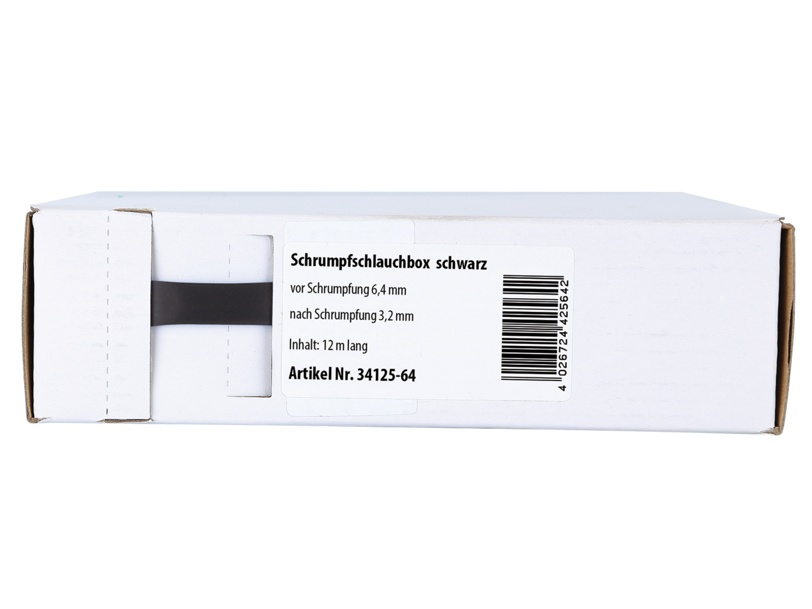 Schrumpfschlauch schwarz Ø 6,4 mm/ Länge: 12 m