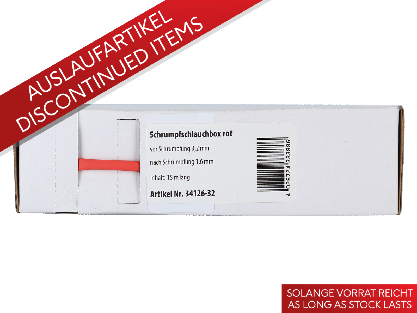 Schrumpfschlauch rot Ø 3,2 mm/ Länge: 15 m