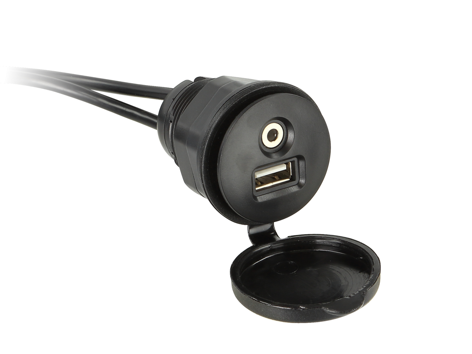 USB/AUX Einbaubuchse USB-A/Klinke spritzwassergeschützt