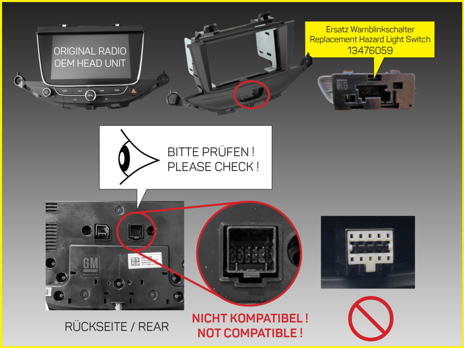 2-DIN Radioblende Opel Astra K(B-K) 10/2015-08/2019