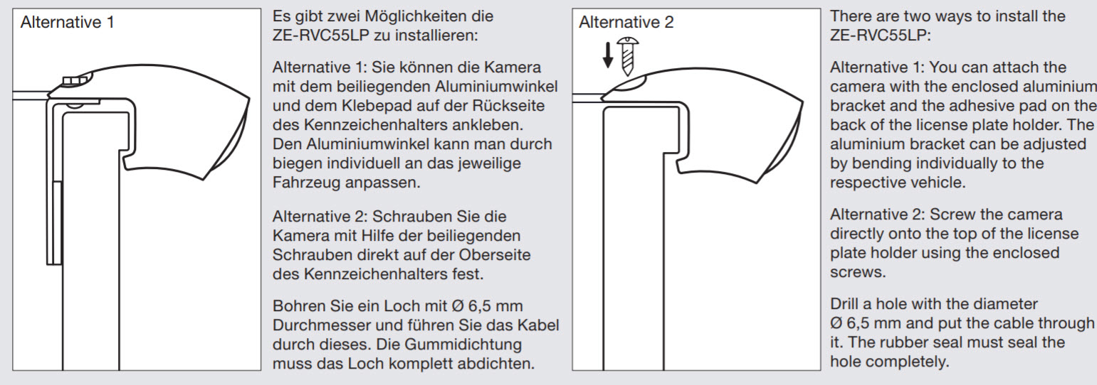 ZENEC ZE-RVC55LP License Nummerschild Camera