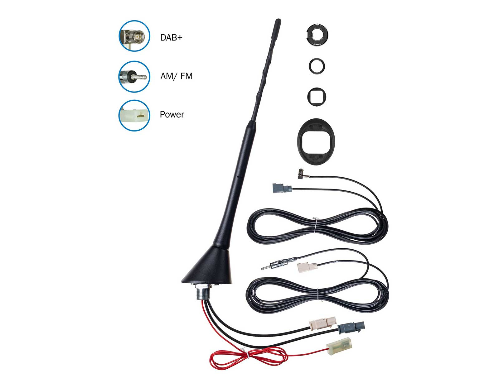 ATBB 2118.04 FM/DAB+ Aktiv-Antenne mit 5m DIN - SMB Kabel-Set
