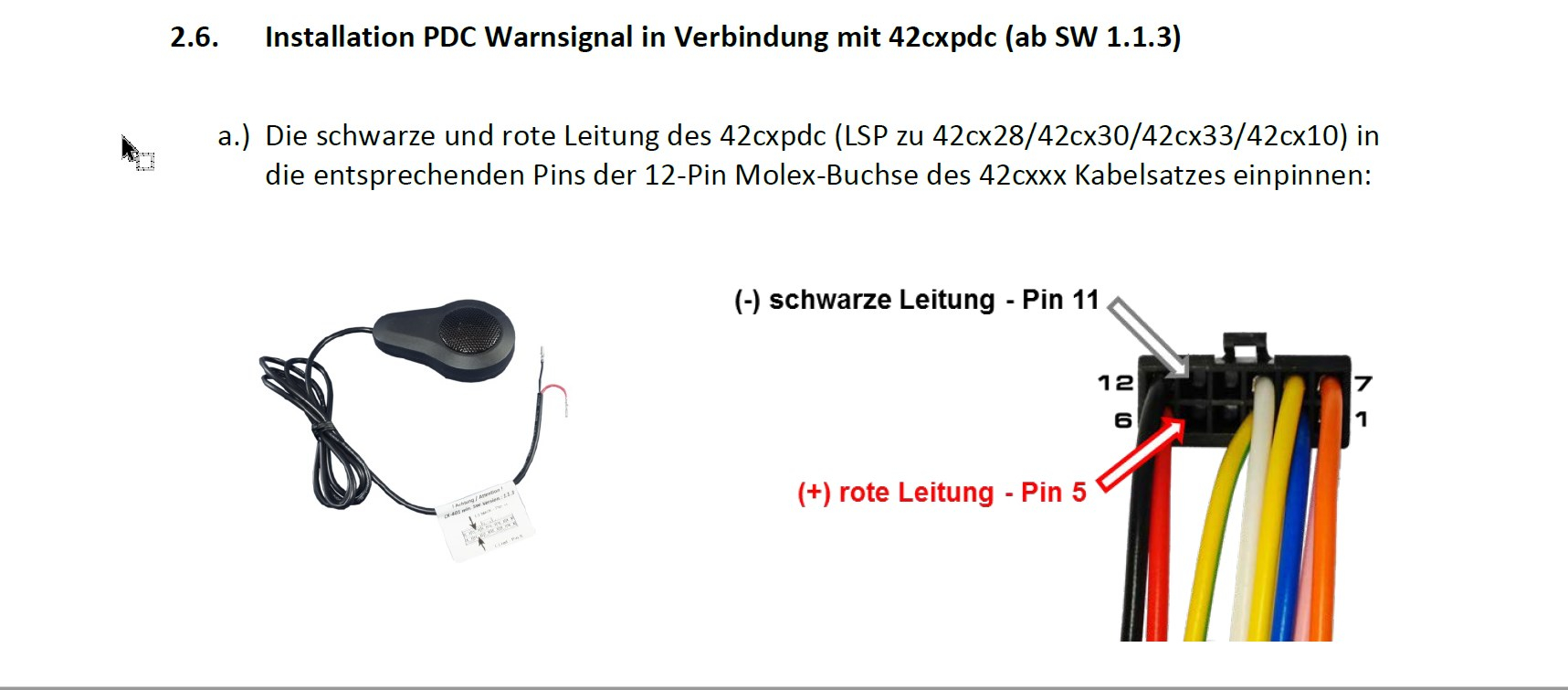 Anschlusskabel Piezo Lautsprecher zu CX401 Module