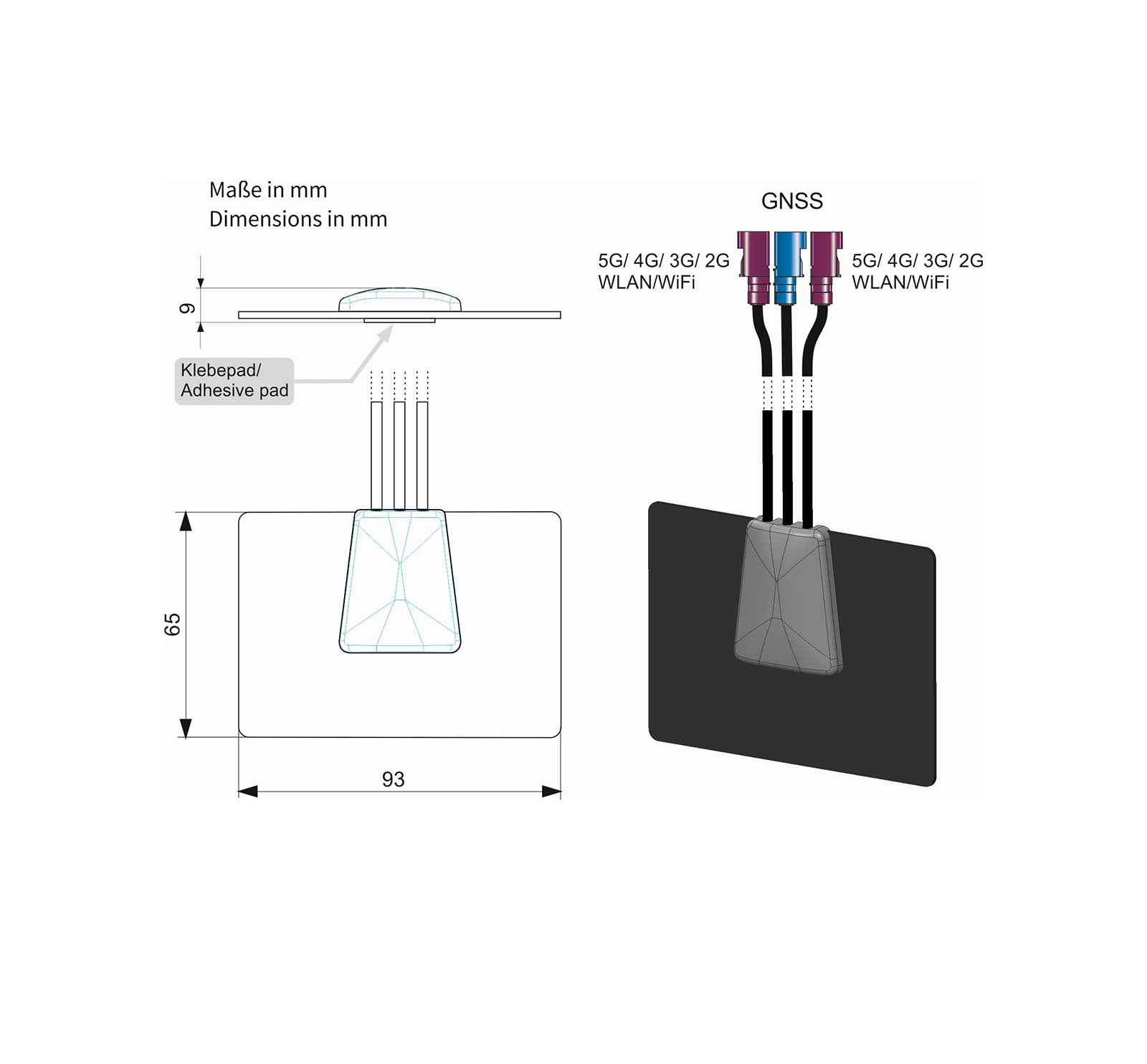 ATTB 4579.01 4579.01 Klebeantenne (LTE, 5G, GNSS/GPS/GLONASS/Galileo/Beidou, WLA