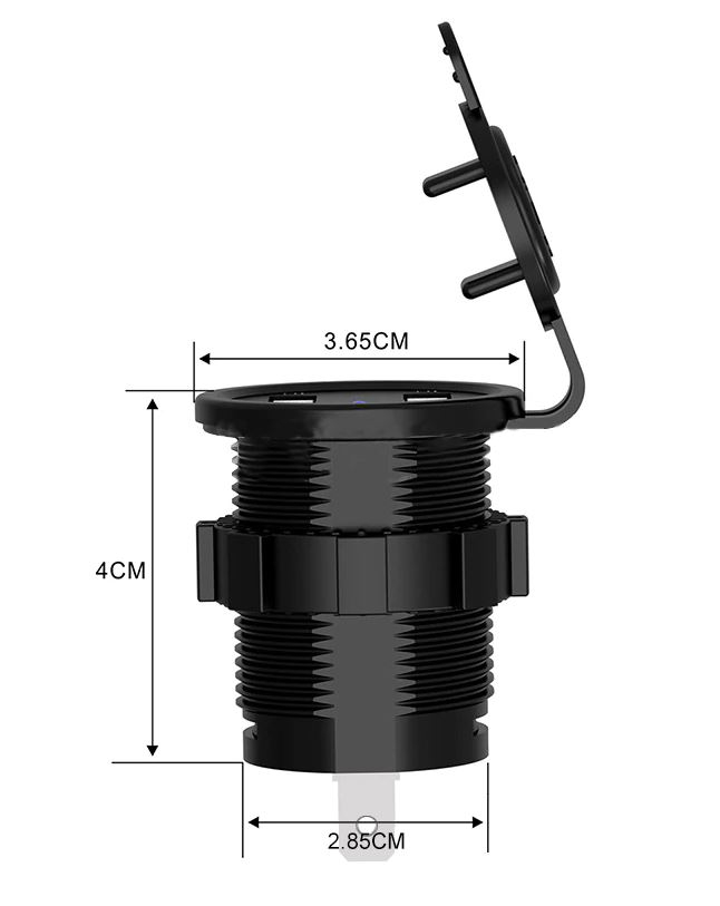 USB Ladeadapter 12V/24V 2 X 5V 2.1A zur Installation / Blau