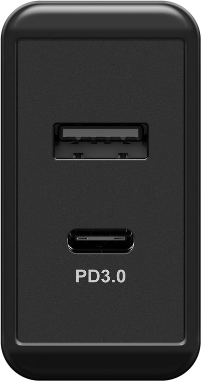 230V Netzteil mit USB-A & USB-C Buchsen, 30 Watt, schwarz
