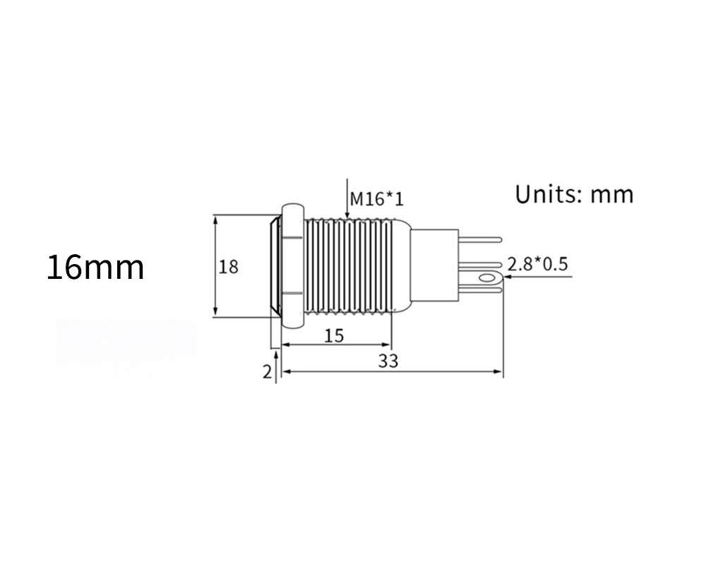 12V 16mm LED Druckknopf Taster Gelb